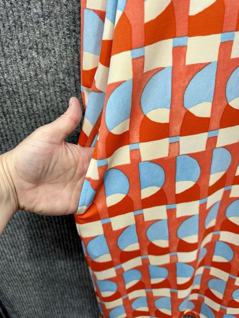 J McLaughlin Emer Shift Dress Women Large Blue Orange Coral Long Sleeve Pockets - Picture 4 of 12